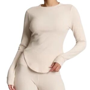 NEW Naked Wardrobe Thermal Long Sleeve Baseball Top in Sand